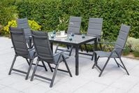 MERXX Garten-Essgruppe Taviano, (Set, 7-tlg), 6 Klappsessel, 5-fach verstellbar,