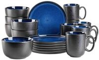 Fr&uuml;hst&uuml;cks-Geschirrset M&Auml;SER "Niara", blau (schwarz, blau), 18, Geschirr-Sets,
