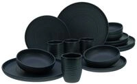 CreaTable Kombiservice Uno Black Lava Stone (16-tlg), 4 Personen, Steinzeug
