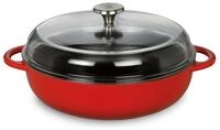 K&uuml;chenprofi Br&auml;ter K&uuml;chenprofi Bauernpfanne mit Glasdeckel, 28 cm classic red