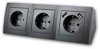 McPower Steckdosenblock "Flair", 3-fach + 2x USB, anthrazi Steckdosenleiste