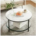 VASAGLE Couchtisch Wohnzimmertisch rund, klein, marmor, modern (inkl....