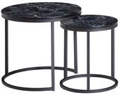 Wohnling Beistelltisch Design Beistelltisch 2er Set Schwarz Marmor Optik Rund,