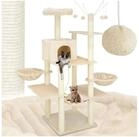 tectake Kratzbaum Katzenbaum Lilou 165 cm Diverse Farben (Beige), Vielseitig mit