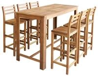 vidaXL Sitzgruppe Bartisch und Stuhl-Set 7-tlg Akazienholz Massiv Hochst&uuml;hle
