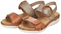 Keilsandalette REMONTE, Damen, Gr. 37, grau (taupe, braun), Leder, Lederimitat,