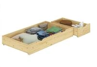 ERST-HOLZ Bettschubkasten Bettkasten f&uuml;r Betten 2-Teilig Kiefer Massiv