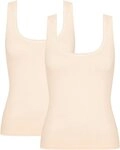 sloggi Unterhemd GO (2er Pack) zarte Spitzendetails, tiefer Rundhals-Ausschnitt,