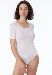 Schiesser Kurzarmshirt Luxury Rundhals-Ausschnitt, 1/2-Arm, Baumwolle, ohne st&ouml;rende