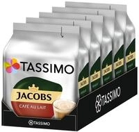 TASSIMO Kaffee Kapseln Jacobs Caf&eacute; Au Lait T Discs 5 x 16 Getr&auml;nke, (Packung,...