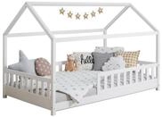 Ticaa Hausbett Kay mit Rausfallschutz aus Kiefer, Kinderbett 140x200, inkl....
