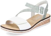 Riemchensandale RIEKER, Damen, Gr. 42, gr&uuml;n (mint, wei&szlig;), Lederimitat, Schuhe