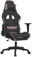 vidaXL Gaming-Stuhl Gaming-Stuhl mit Massage & Fu&szlig;st&uuml;tze Schwarz und Taupe Stoff (1