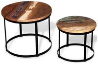 vidaXL Couchtisch 2-tlg. Couchtisch-Set Altholz Massiv Rund 40cm/50cm (1-St)