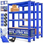 MASKO Schwerlastregal, 2er-Set Lagerregal aus Metall mit verstellbaren Ablagen...