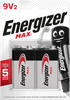 Energizer Max Alkaline Batterie, (9 V, 2 St), E-Block, mit Auslaufschutz (2...