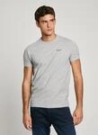 Rundhalsshirt PEPE JEANS, Herren, Gr. S, grau (grau marl), Jersey, Obermaterial: 95%