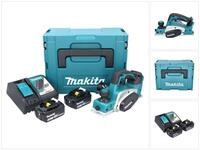 Makita Akku-Falzhobel DKP 180 RGJ Akku Hobel 18 V 82 mm + 2x Akku 6,0 Ah +...