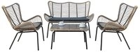 acamp Gartenlounge-Set Polyrattan Sitzgruppe 4-teilig, Stahl, Sicherheitsglas,