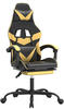 vidaXL Gaming-Stuhl mit Fußstütze Kunstleder (3143854-3143865) schwarz/gold...