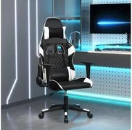 vidaXL Gaming-Stuhl, Gaming-Stuhl mit Massagefunktion Schwarz und Wei&szlig;...