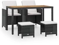 vidaXL Garten-Essgruppe 5-tlg. Garten-Essgruppe Poly Rattan nholz Schwarz,...