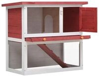 vidaXL Kleintierstall, Kaninchenstall 1 T&uuml;r Rot Holz