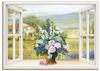 Artland Leinwandbild Blumenbouquet am weißen Fenster, Arrangements (1 St), auf