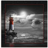 Artland Wandbild Leuchtturm und Segelschiff im Mondschein, Küste (1 St), als