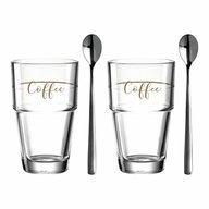 LEONARDO Becher Coffee Solo 2er Set + 2 L&ouml;ffel 410 ml, Glas