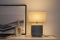 Pauleen Tischleuchte Pure Shine max20W Grau/Wei&szlig; 230V Stoff/Keramik,