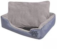 vidaXL Hundekorb l Hundebett mit gepolstertem Kissen Gr&ouml;&szlig;e L Grau K&ouml;rbchen...