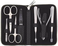 ERBE Manik&uuml;re-Etui Lederetui mit Zippverschluss, 7 tlg., Carbonleder, rostfrei