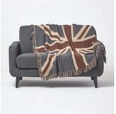 Plaid &Uuml;berwurf Union Jack-Flagge, 100% Baumwolle, 125 x 150 cm, Homescapes