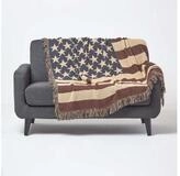 Plaid &Uuml;berwurf USA-Flagge, 100% Baumwolle, 125 x 150 cm, Homescapes