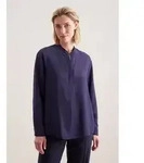 seidensticker Klassische Bluse 1/1 V-Neck Uni blau XXXL (46)