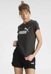 T-Shirt PUMA "ESS LOGO TEE", Damen, Gr. XS, grau (schwarz gray heather), Jersey,