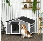PawHut Hundeh&uuml;tte Outdoor, Erh&ouml;ht Hundehaus aus Holz mit zu &ouml;ffnendem...