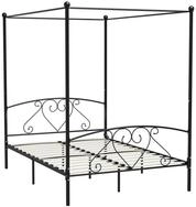 vidaXL Himmelbett, Baldachin Bett-Gestell Schwarz Metall 160 x 200 cm