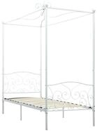 vidaXL Himmelbett, Baldachin Bett-Gestell Wei&szlig; Metall 100 x 200 cm