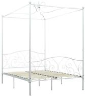 vidaXL Himmelbett 120 x 200 cm Himmelbett-Gestell Wei&szlig; Metall 120x200 cm Bett