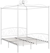 vidaXL Himmelbett, Baldachin Bett-Gestell Wei&szlig; Metall 180 x 200 cm