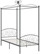 vidaXL Himmelbett, Baldachin Bett-Gestell Grau Metall 90 x 200 cm