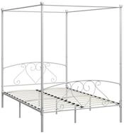 vidaXL Himmelbett, Baldachin Bett-Gestell Wei&szlig; Metall 140 x 200 cm