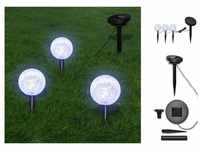 vidaXL 3 LED Gartenleuchten mit Erdspießen & Solarmodul (40870)