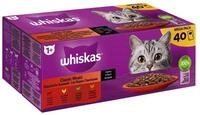 Whiskas Multipack Mega Pack 1+ Klassische Auswahl in Sauce 40 x 85 g, Nassfutter