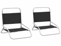 vidaXL Set Folding Beach Chairs black