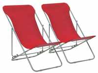 vidaXL Gartenstuhl Klappbare Strandstühle 2 Stk. Stahl und Oxford-Gewebe Rot...