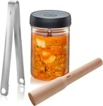 GEFU Fermentationsglas NATIVO, Borosilikatglas, Edelstahl, Holzwerkstoff,...