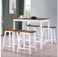 vidaXL Sitzgruppe Bartisch- und Hocker-Set 5-tlg Massivholz Hochst&uuml;hle...